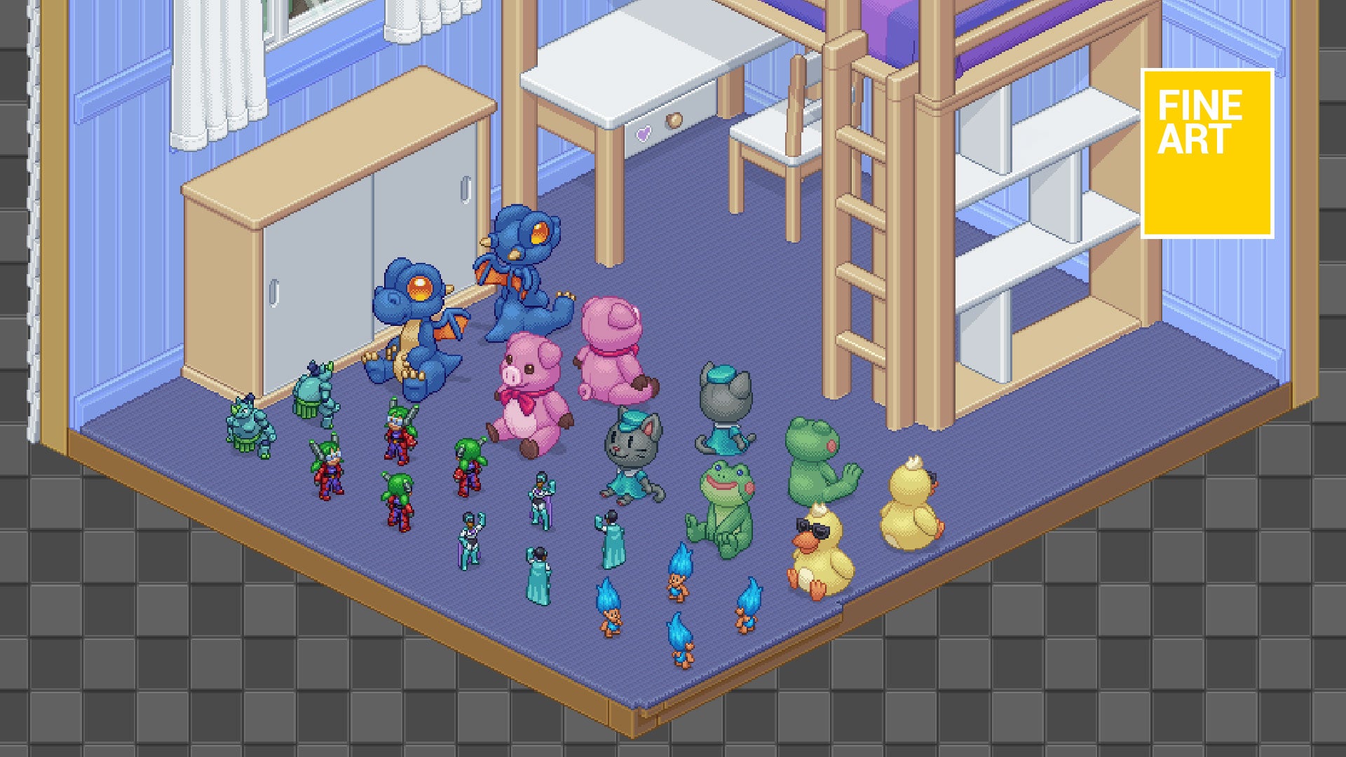 Unpacking oyun görseli - Detaylı piksel sanat grafikleri